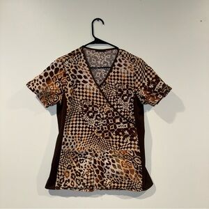 Animal Print Scrub Top